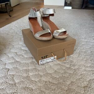 Gentle Souls by Kenneth Cole | Charli Ankle Strap | Silver Women's Wedge Sandals